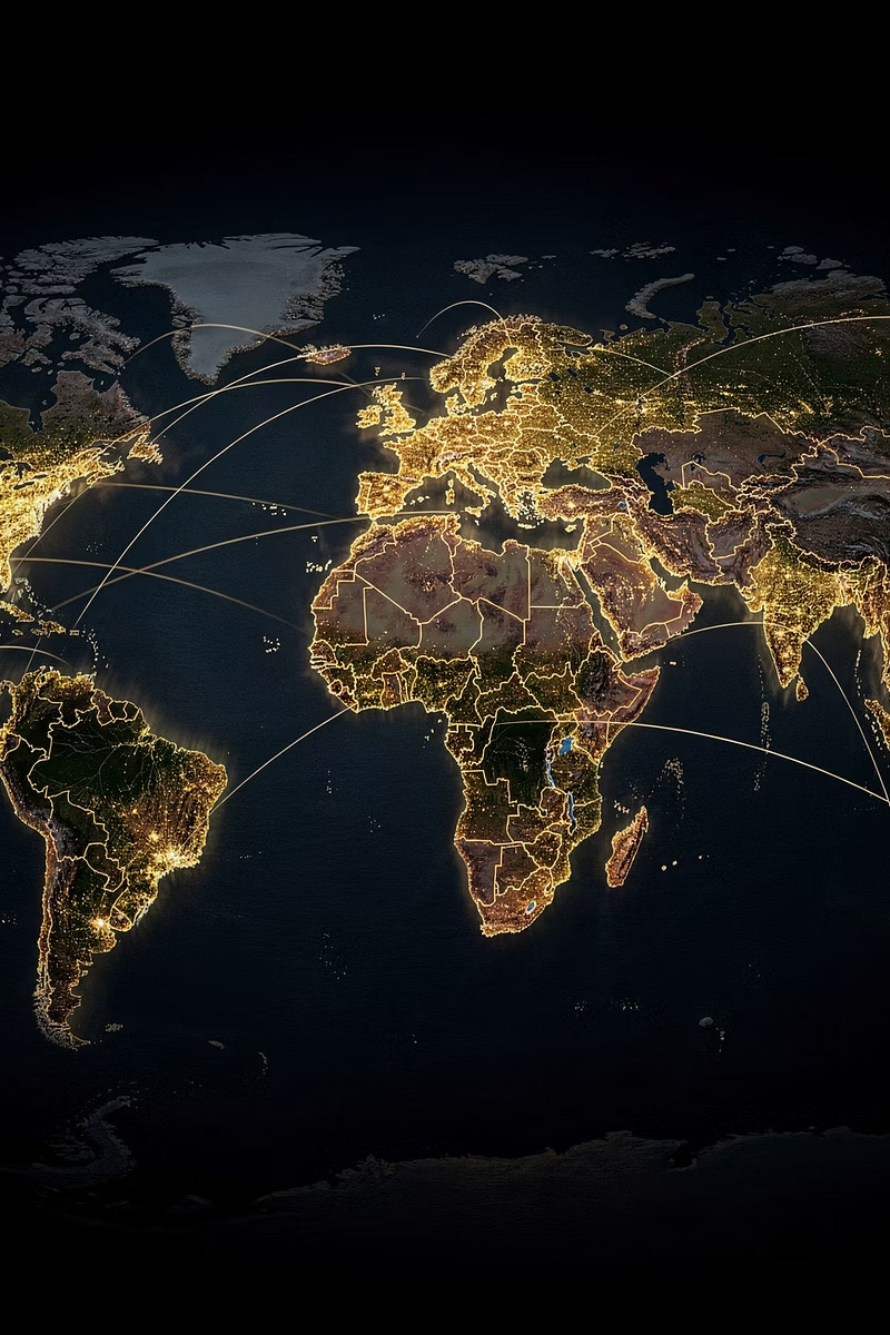 Carte du monde connectée