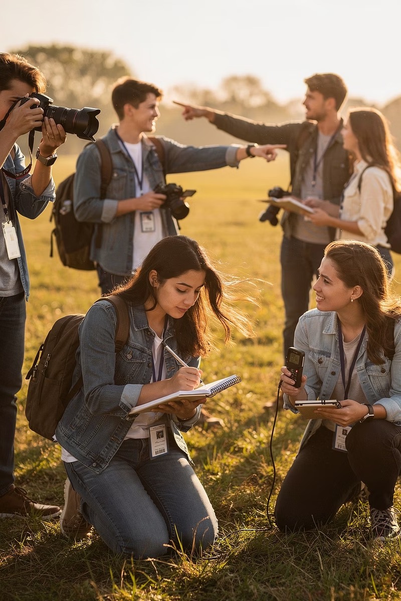 Jeunes journalistes sur le terrain