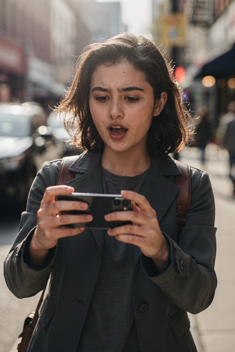 Journaliste avec un smartphone